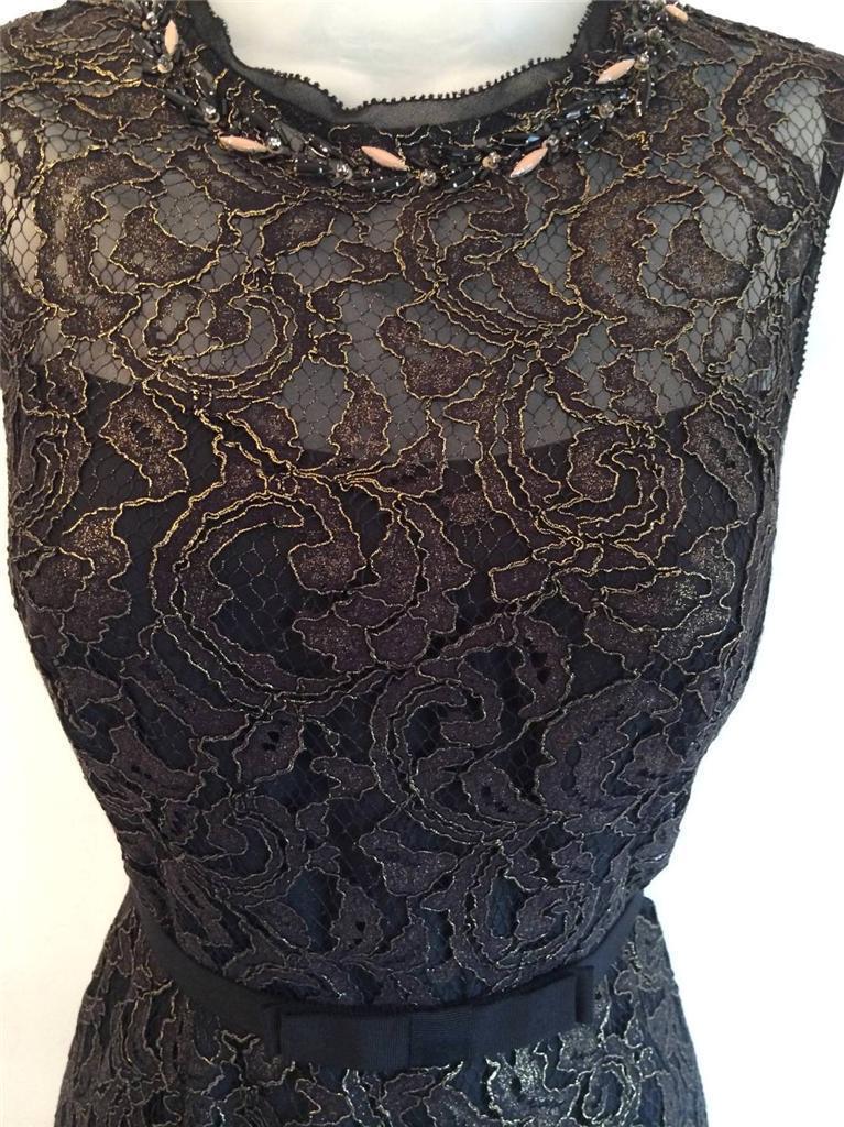 Karen Millen Metallic Black Lace Beaded Dress