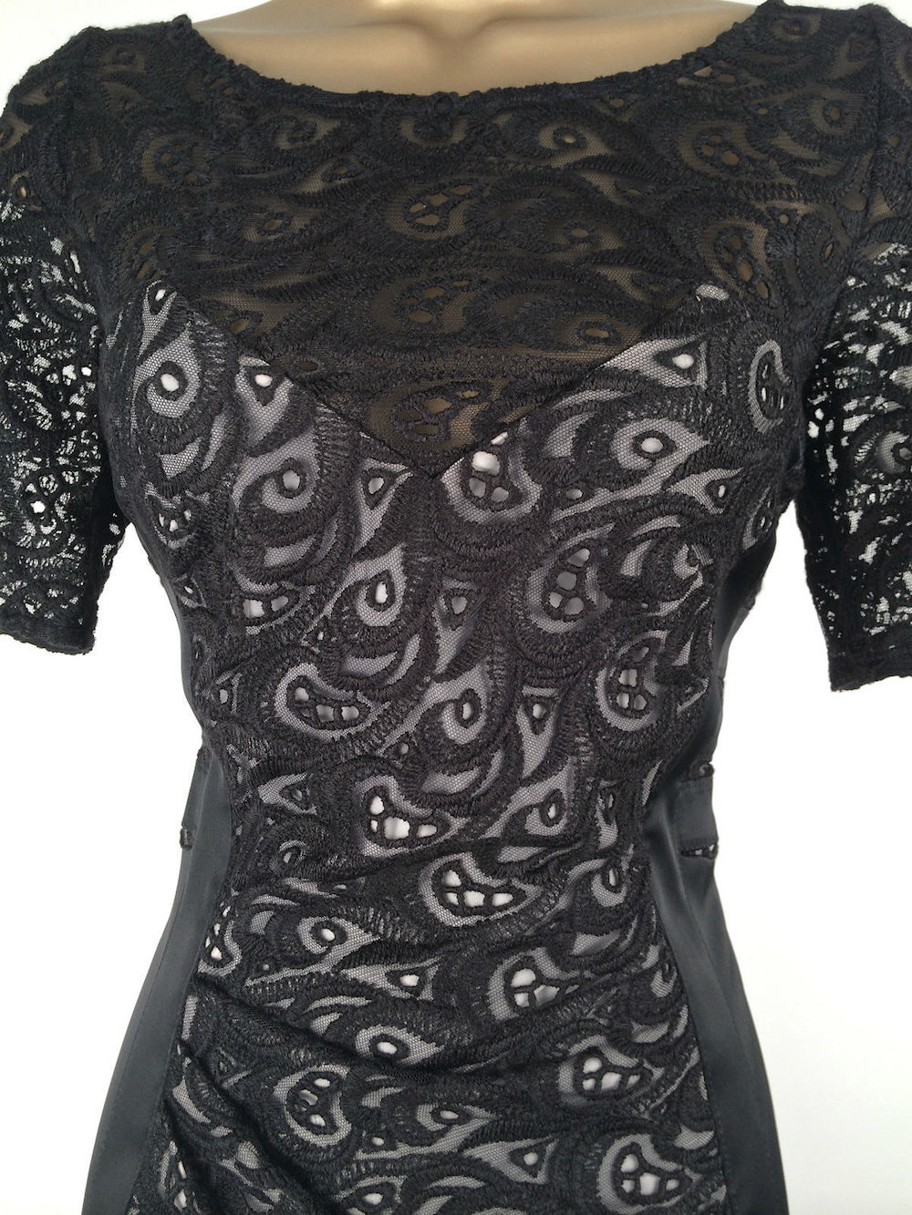 Karen Millen Lace and Satin Dress Black