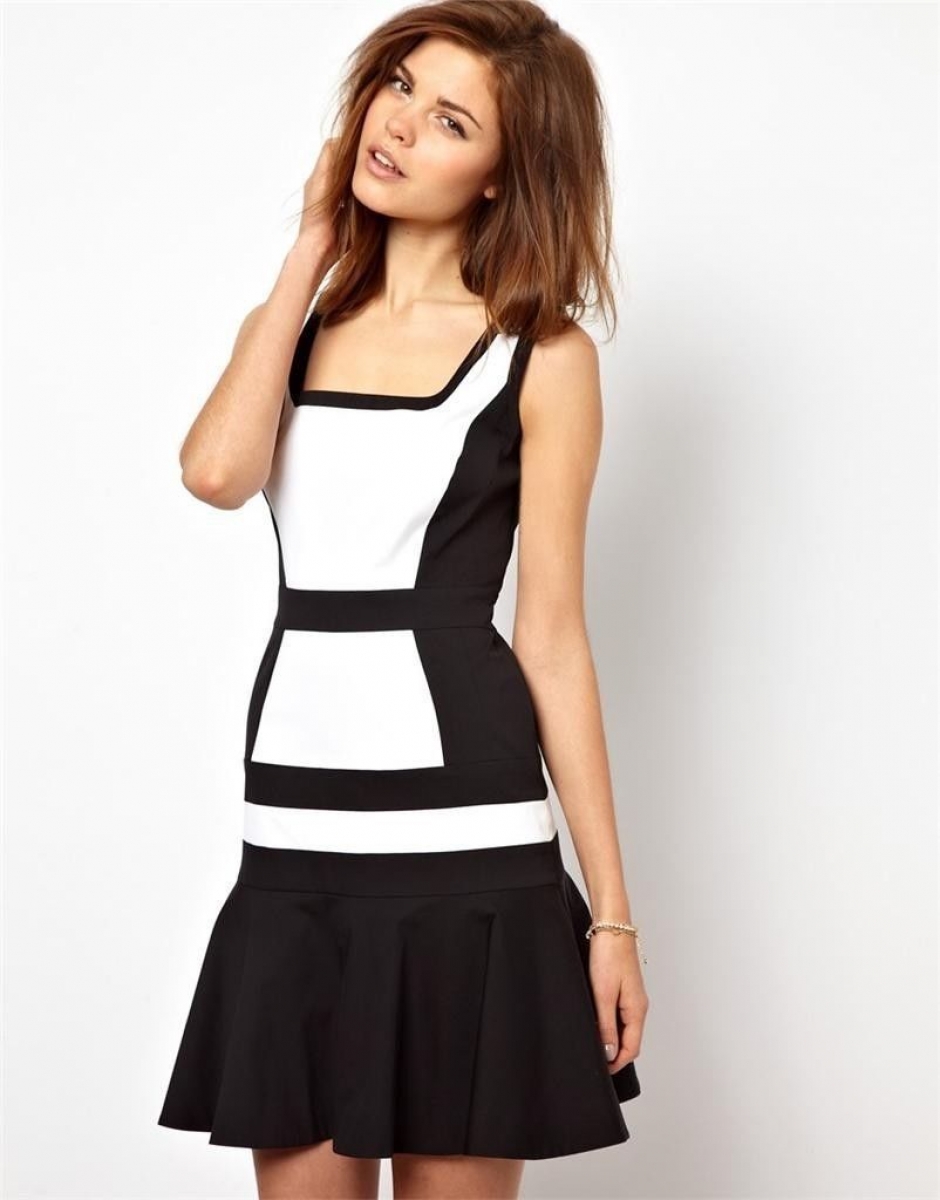 karen millen black and white dress