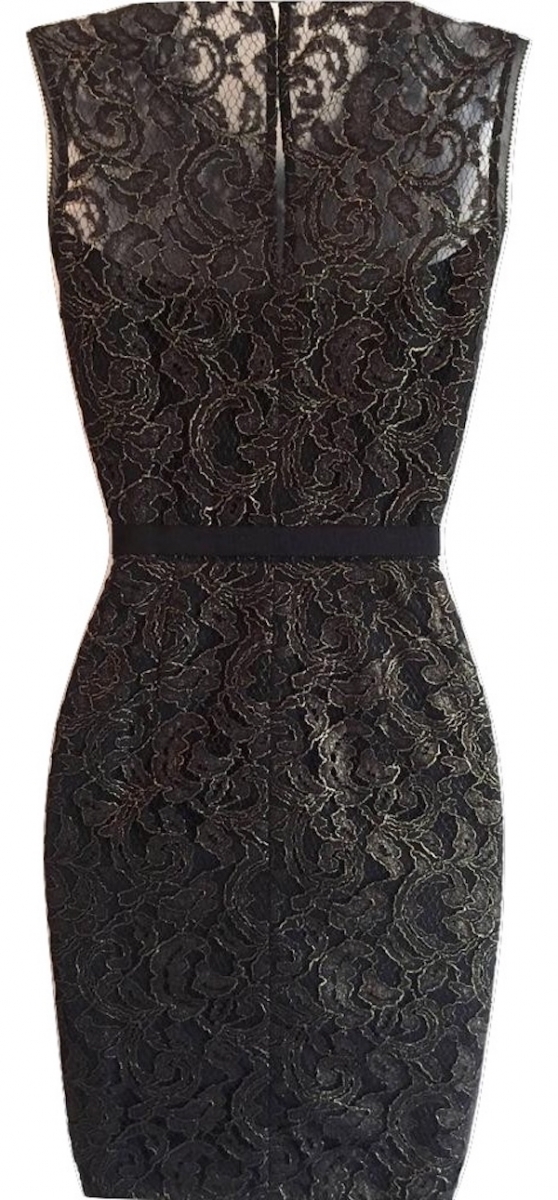 Karen Millen Metallic Black Lace Beaded Dress